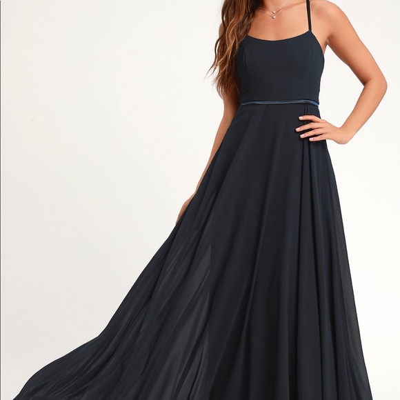 Lulu’s Prom Formal Bridesmaids Blue Maxi Dress - Picture 2 of 5